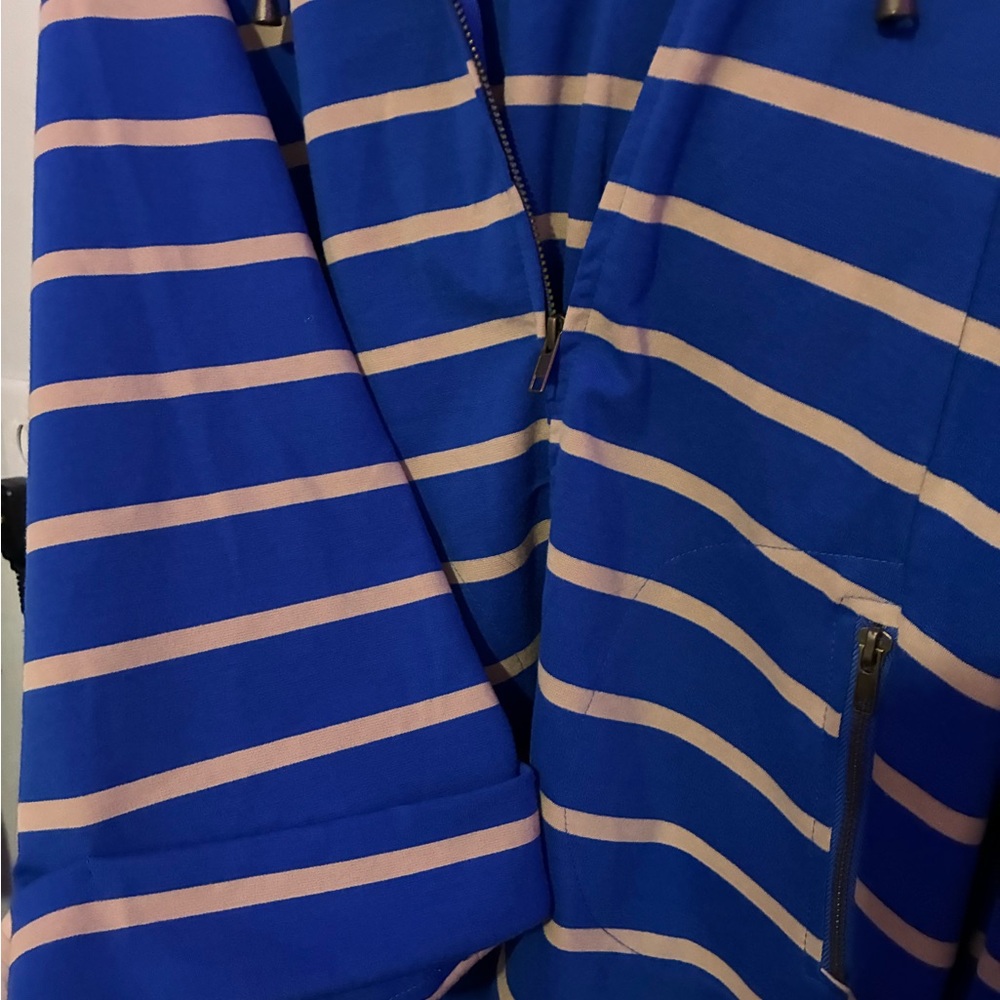 For Cynthia Blue and Tan Striped Top